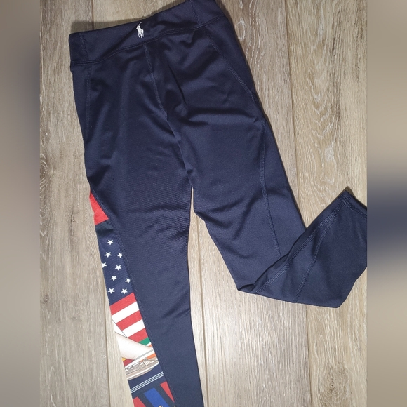 Ralph Lauren girl's navy with red, gold  leggings Sailboat, flag, stars Size 6x - Picture 8 of 9